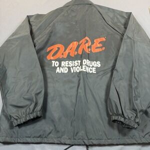 Vintage DARE To Resist Drugs & Violence Men's Large Jacket Nylon 80/90s Cardinal